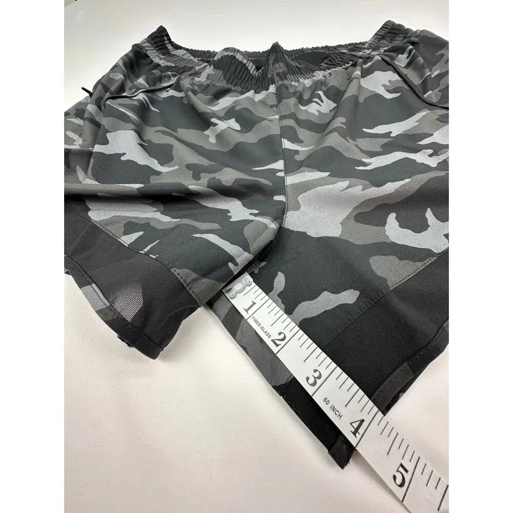NWOT Athleta 1X Printed Mesh Racer Run Shorts 4” Camo Gray Black - Picture 9 of 9